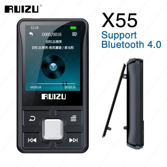 RUIZU X55 Klip Olahraga Bluetooth, Pemutar Musik Pedometer 8GB Mini