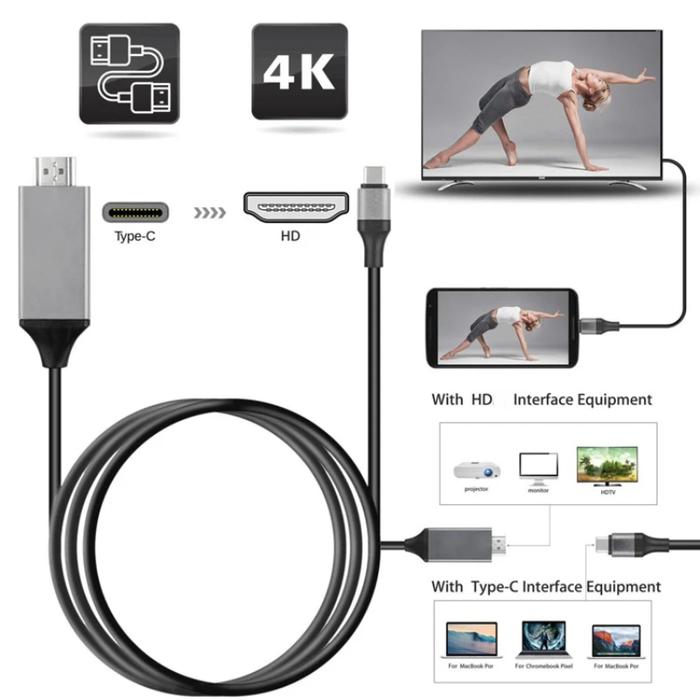1080P Type C to HDMI-compatible Adapter Cable for Samsung 4K USB 3.1 C to HD Same screen line for Ma