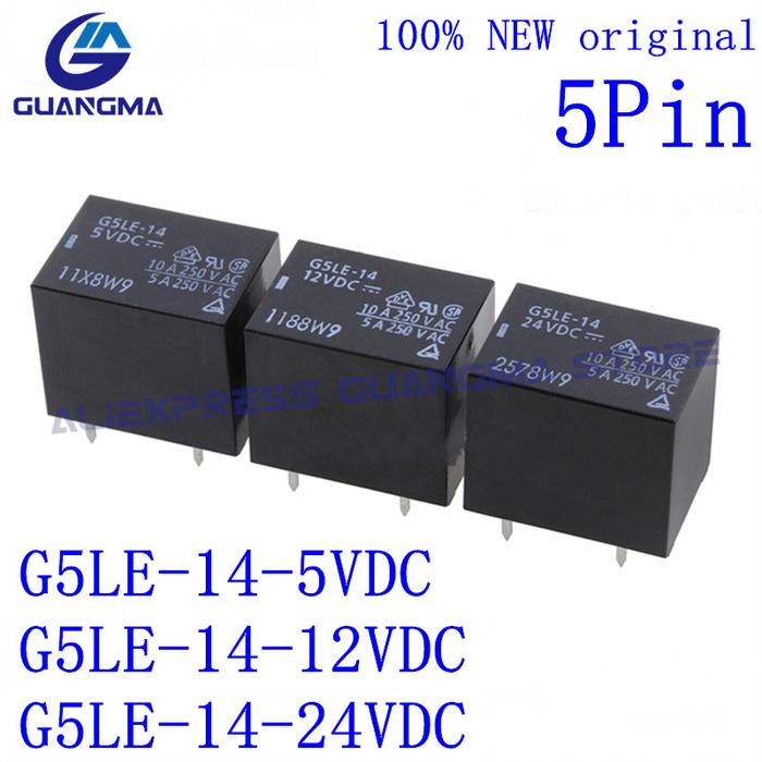 50pcs 100% NEW original Relay G5LE-14 5VDC 12VDC DC24V 5Pin T73 10A