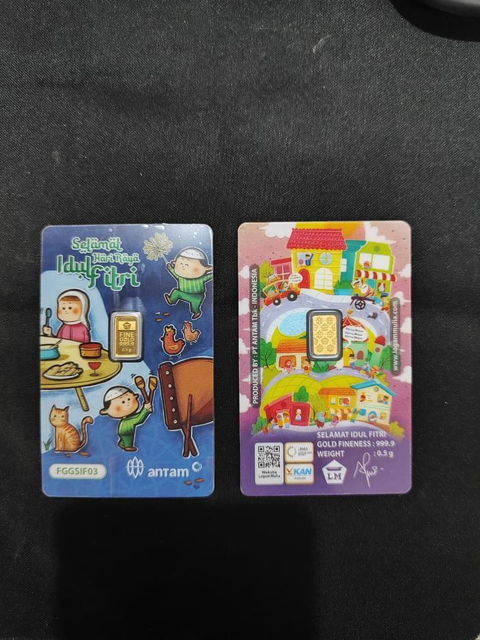 Emas Batangan Antam Logam Mulia 0.5 Gram - Edisi Gift Card Selamat Idul Fitri (Kadar 999.9 Certicard