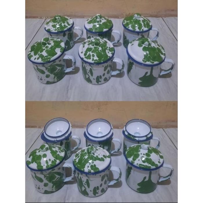 mug burik loreng 12 pcs / mug lurik / burik 1 lusin 12 pcs, 8 cm  10 cm 12 cm + tutup
