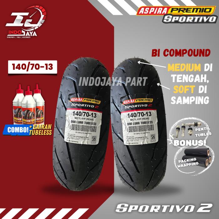 Indra Motopart - [New] PRODUK TERBARU BAN LUAR ASPIRA PREMIO SPORTIVO 2 ( 140/70-13 ) BAN LUAR TUBEL