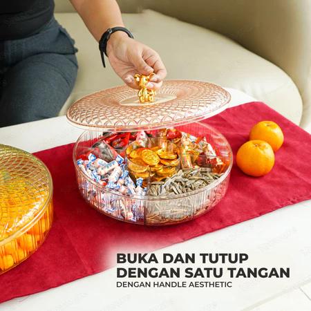 【COD】Toples Aesthetic Tingkat Beruang -Rak Putar Snack Cemilan Toples Kue Kering Tempat Makanan