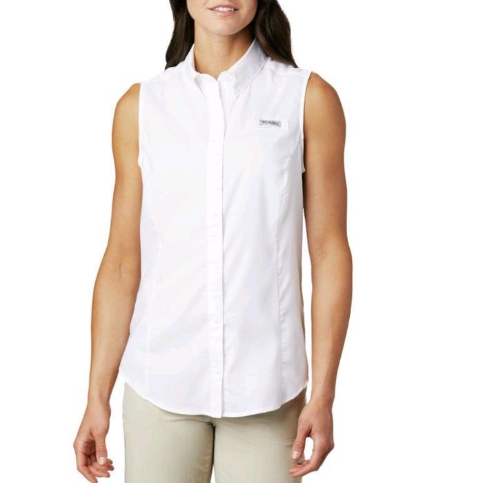 Kemeja Wanita (Putih Size L) - Columbia PFG Tanpa Lengan Outdoor