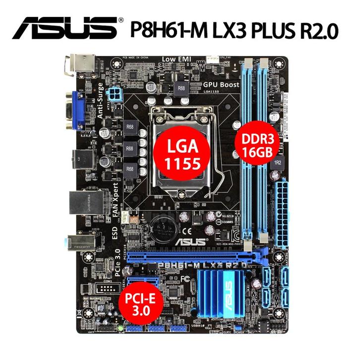 LGA 1155 Asus P8H61-M LX3 PLUS R2.0 Motherboard DDR3 16GB VGA i7 i5
