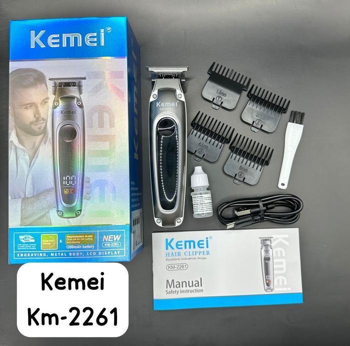 Kemei KM-2261 Alat Cukur Rambut Elektrik Metal Body Isi Ulang 1200mAh