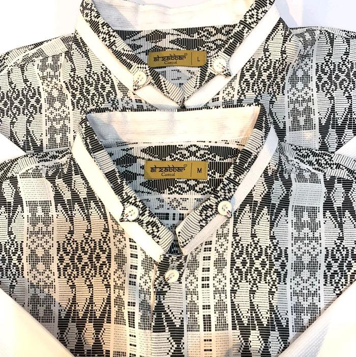 Baju Koko Pria Lengan Panjang AL-ZABBAR Original Warna Putih Kombinasi Batik