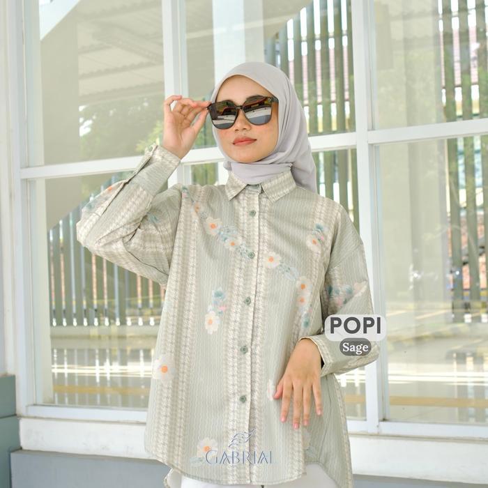 POPI SHIRT Atasan Wanita Exclusive Monogram Printed Limitide Gabrial Hijap Top katun toyobo Premium
