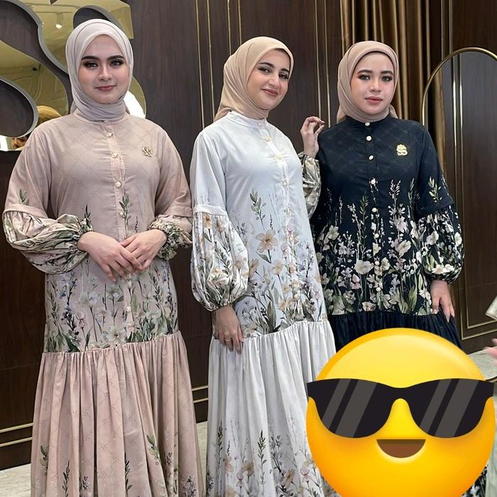 gamis flower kancing by shellasaukia premium 1000%