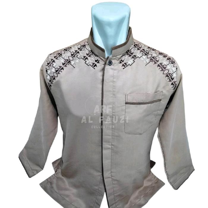AL FAUZI Baju Koko Pria Dewasa Lengan Panjang Katun Toyobo Motif Bordir Fashion Muslim Pria