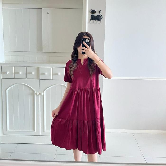 K26.Outlet - Midi Dress Merah Dress Wanita Code: 8639