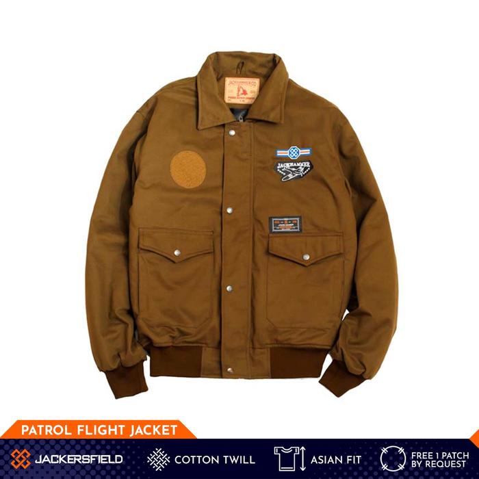 Jackersfield Patrol Flight Jacket Medallion Jaket Bomber Pria Twill