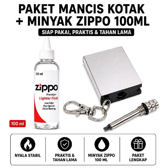 Paket Gantungan Kunci Mancis Kotak dengan isi Outdoor Waterproof