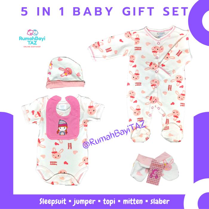 Bisa G0send 5in1 Baju Setelan bayi pink Parcel hampers kado bayi babyshop parsel baby depok girl