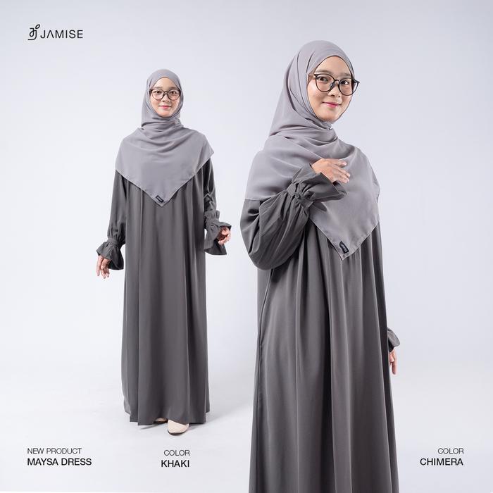 Maysa Dress | Gamis Simpel Variasi Lengan Ruffle Asimetris by Jamise