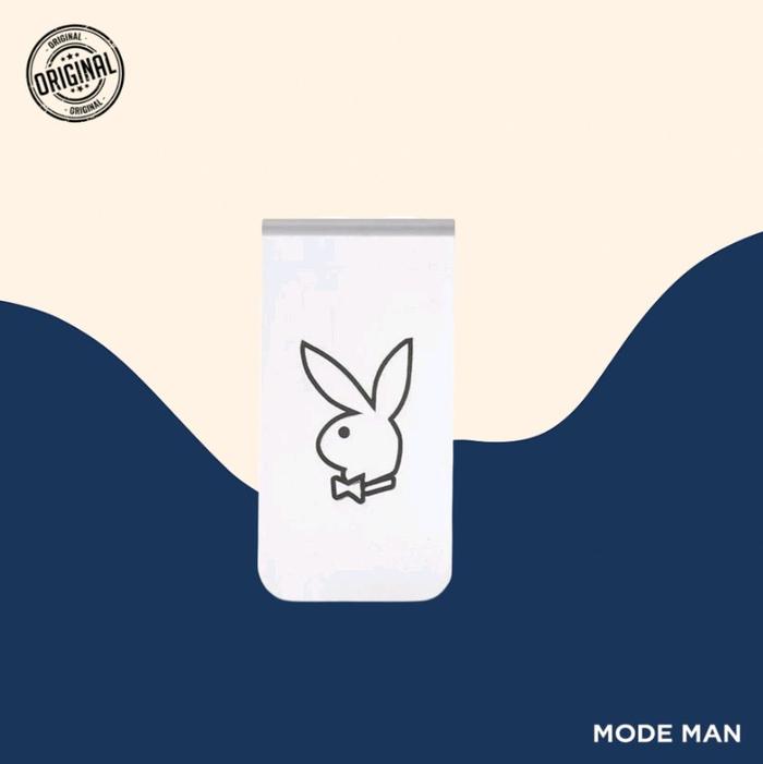 Playboy Men's Silver Rabbit Head Money Clip β Klip Uang Pria Stainless Stylish, Aksesoris Dompet Sli