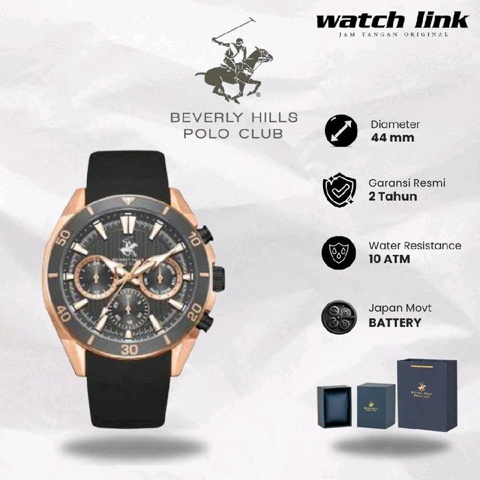 Jam Tangan Pria Beverly Hills Polo Club BP3703 Rubber Original Garansi Resmi Watches Kaca