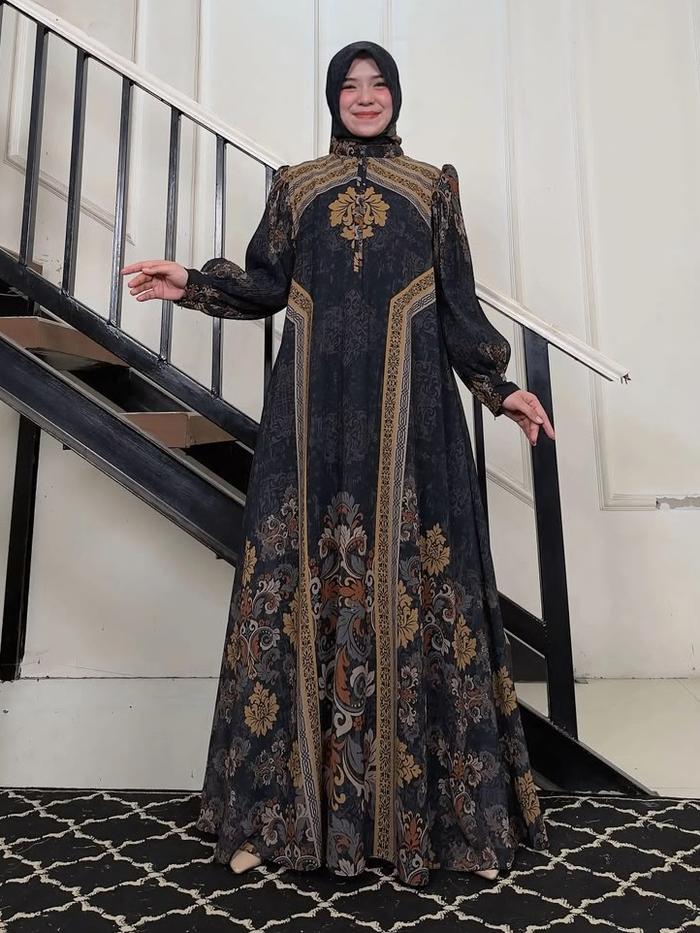 HALIZA SYARI | GAMIS AISYAH SERIES I SET SCARF 120, KHIMAR, COD | HITAM