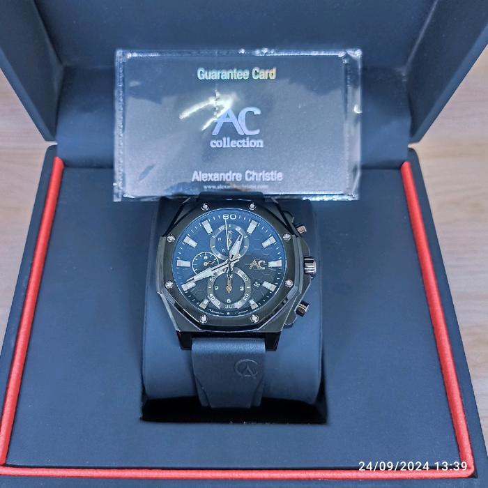 JAM TANGAN PRIA ALEXANDRE CHRISTIE 9601 GC FULL BLACK RUBBER ORIGINAL Quartz Watches