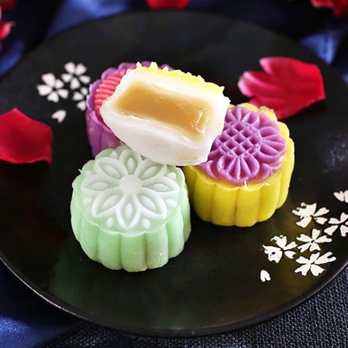 25g/50g/100g/150g Mooncake Barrel Mold with 4pcs Fruit Stamps Hand
