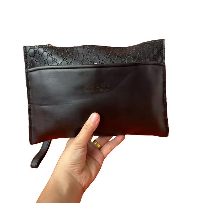 TAS HAND BAG KULIT PRIA WANITA GUCCONG ITALY SECOND BRANDED HITAM / TAS CLUTCH PRIA WANITA GUCCONG S