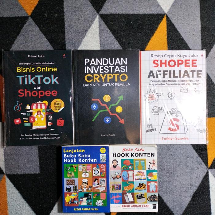 paket 5 buku : ON ,PAND N CRYPTO,SHOP33 AFFILIATE,HOOK KONTEN 1&2