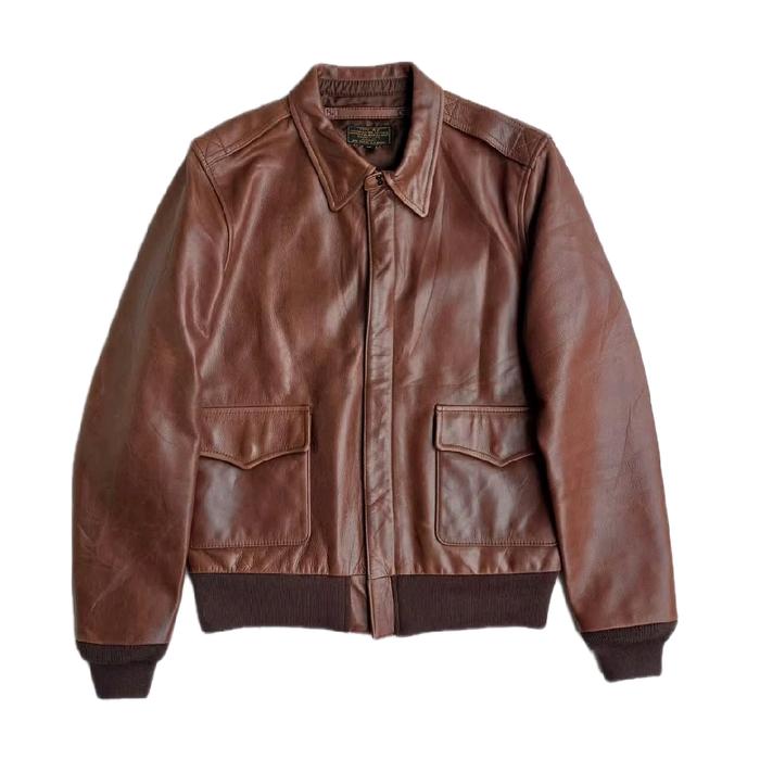 AVIREX A2 A-2 LEATHER JACKET VINTAGE CLASSIC RETRO RUGGED STYLE JAKET KULIT