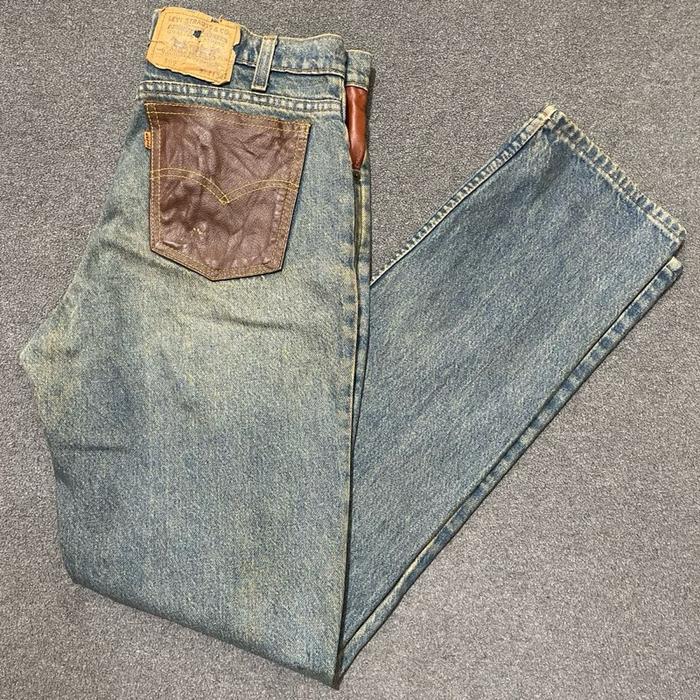 Celana Panjang 80s Levis 509 Orange Tab Distressed Leather Pocket