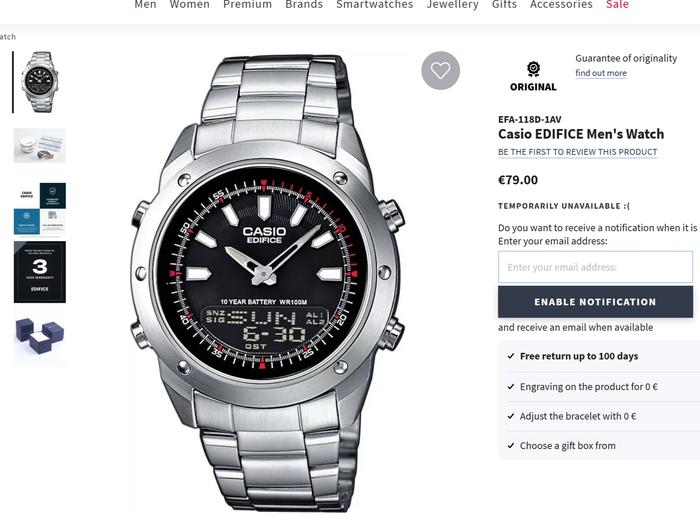 Casio Edifice EFA 118D-1AV  Men's Watch Jam tangan Pria BEKAS  NORMAL Belum pernah ganti baterai Sur
