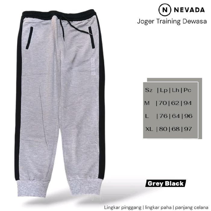 Nevada Jogger Training Dewasa Grey Black - Celana Olahraga Pria dengan Desain Nyaman dan Stylish