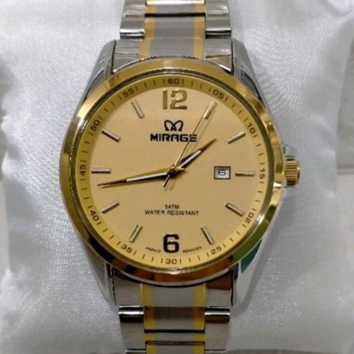 Mirage 8710 silver gold jam tangan pria original