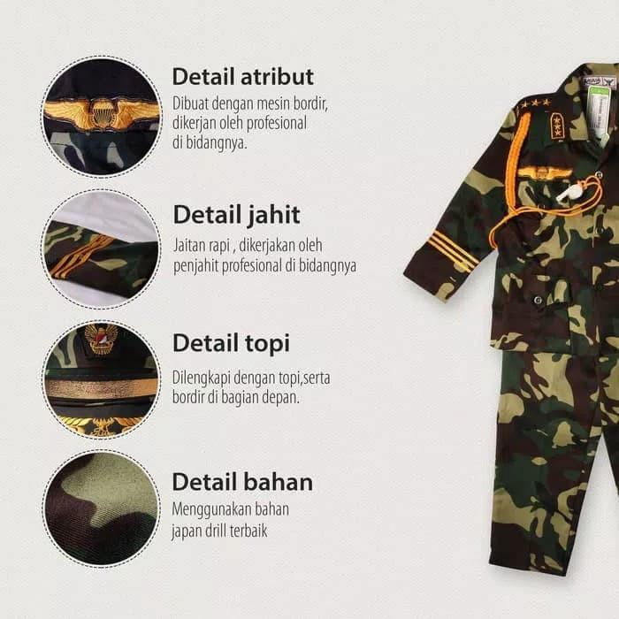 Baju Seragam Profesi Anak Abri , Tni  / Baju Seragam Karnaval Tk Sd Smp ( Cowok  )  Merk Kijang Orig