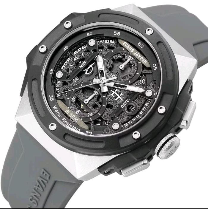 Jam Tangan Premium 9547 Evans Jayden Rubber Original