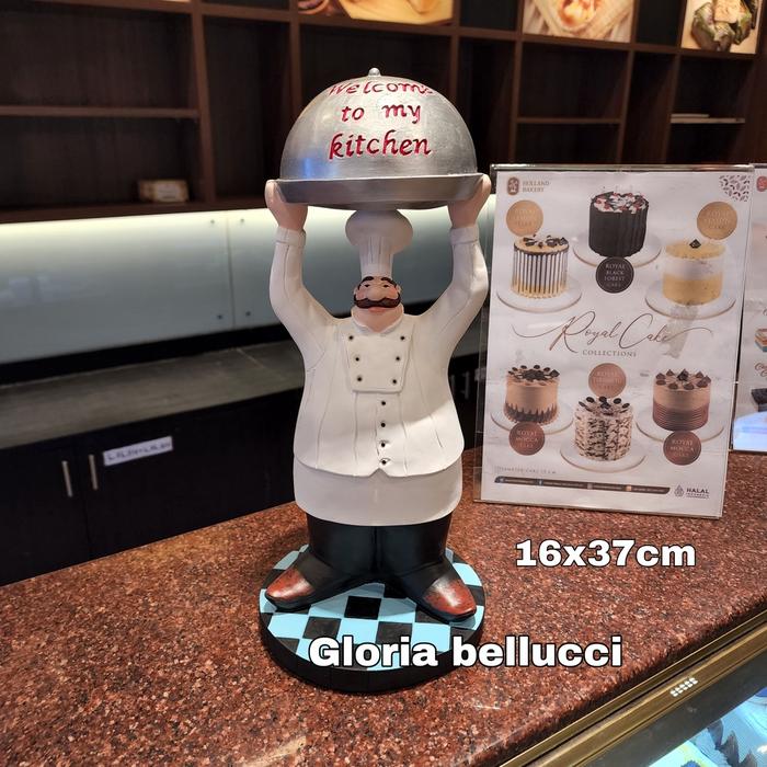 patung pajangan koki welcome to my kitchen chef jumbo dekor dapur cafe restoran bakery