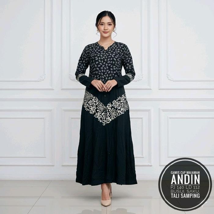 GAMIS CAP MALAMAN ANDIN | DASTER ARAB RAYON TEBAL PREMIUM | GAMIS BUSUI JUMBO LD 112 PB 140