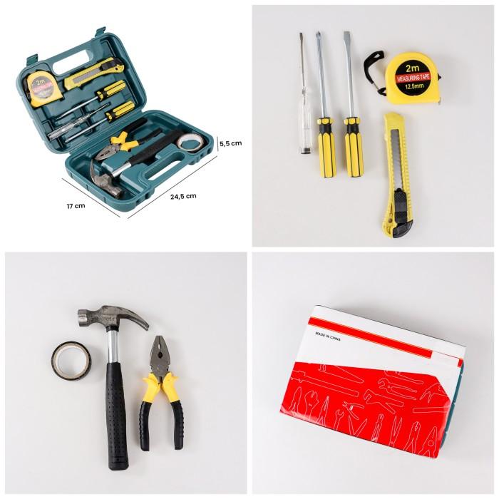 Alat Set Perkakas Palu Obeng Cutter Tang Meteran 8 in 1 Lengkap