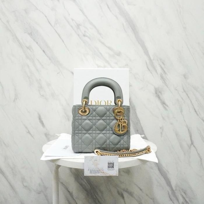 Lady Dior Mini Lambskin Grey GHW 2022