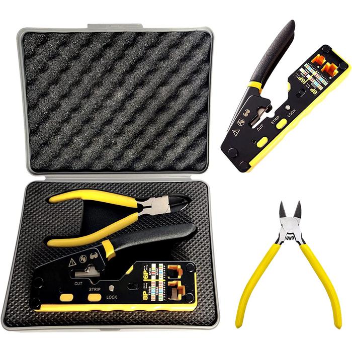 ZoeRax Rj45 Pass Through Crimp Tool Kit, Cat6 Cat6A Cat5 Cat5e