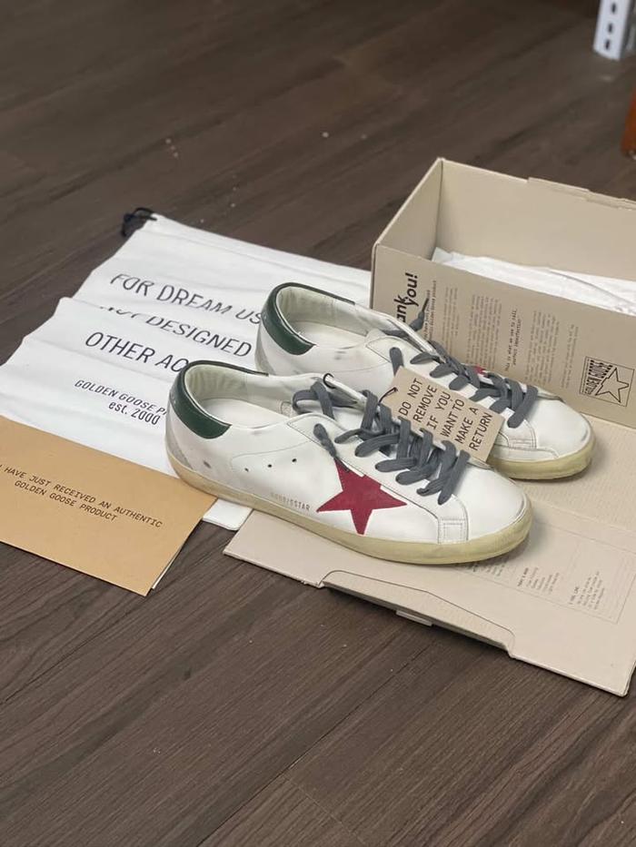 Ready Golden Goose Superstar Red Star Heel Tab Green White Made in Italy Original 46