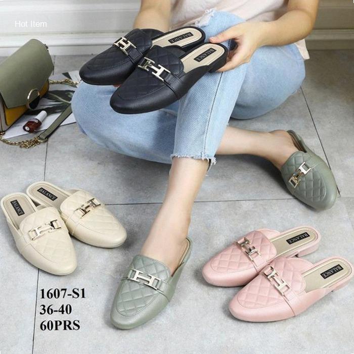 (COD) Sandal Selop Jelly Besi H Hak Pendek Balance CMS 1607-S1 Shoes Wanita - 36, Pink | Hot Item