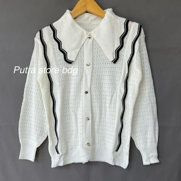 Kinari outer cardigan kerah atasan rajut wanita premium