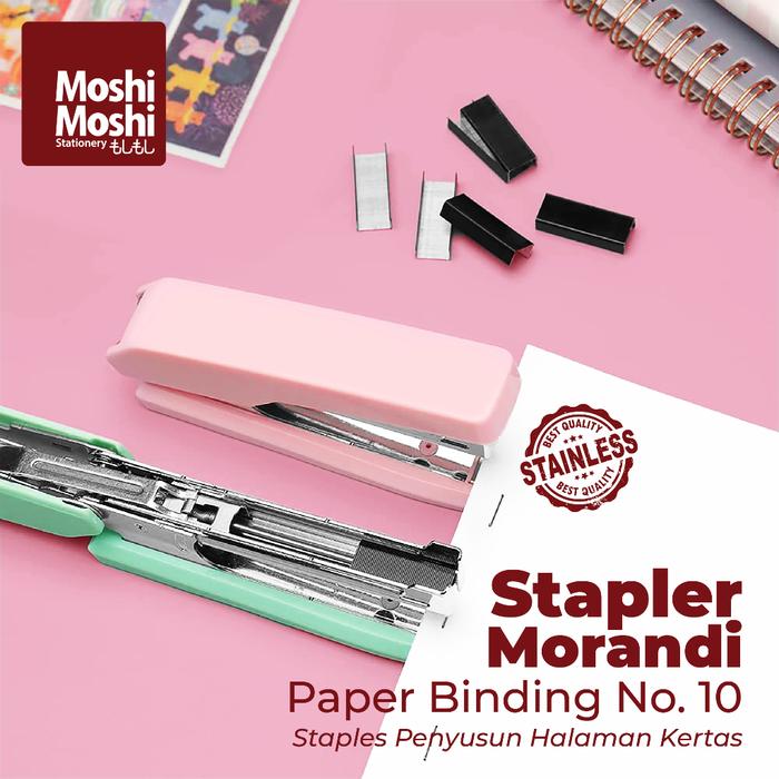 Stapler Morandi No.10 Paper Binding with Remover Portable Staples Penyusun Jilid Halaman Kertas