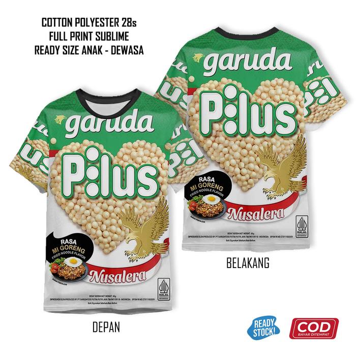 Kaos Kacang Pilus Snack Pedas Sapi Rendang Mie Goreng Full Printing Keren | Baju 3D Cemilan Anak dan