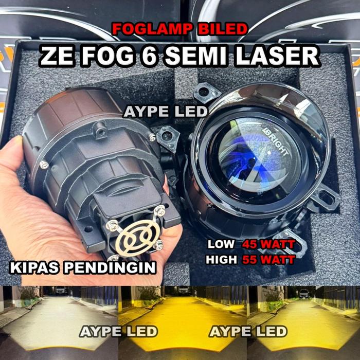TERBARU!!! Foglamp Biled Projector 3 inch ZE FOG 6 Laser IBRIGHT Terbaru 65 Watt Mobil Universal