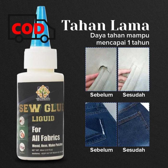Lem Kain Kulit 60ml Perekat Transparan Jahit Tekstil Sepatu Jok