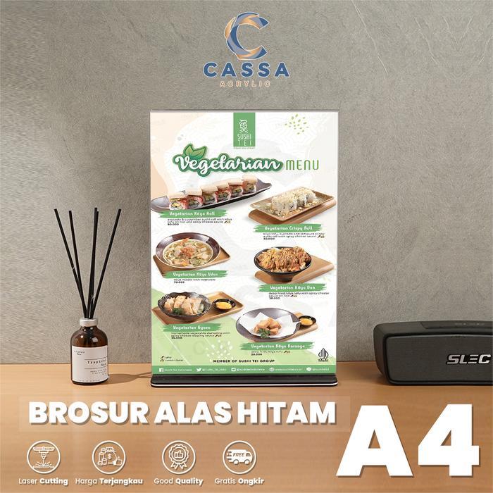 Tempat Brosur Alas Hitam A4 / Akrilik Standing / Display Brosur