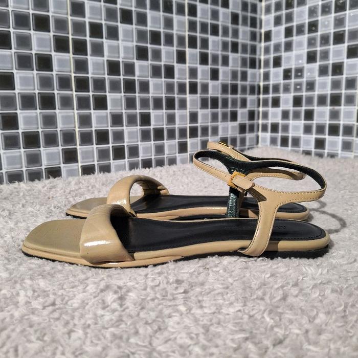 MASSIMO DUTTI SEPATU SANDAL FLAT PATENT BARU ASLI ORIGINAL