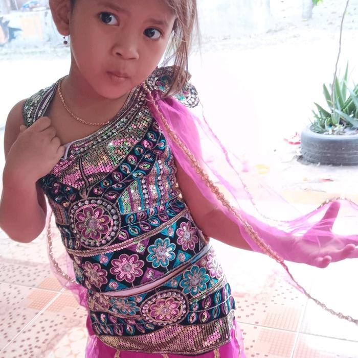 baju india sari merah kk adek