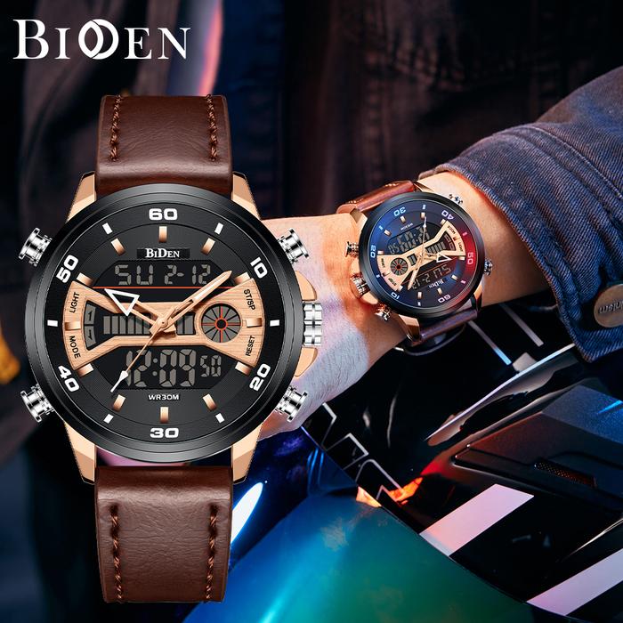 【003 Harga telah diganti, cepat beli】BIDEN Jam Tangan Pria Olahraga Anti Air Jam Analog&Digital Tali
