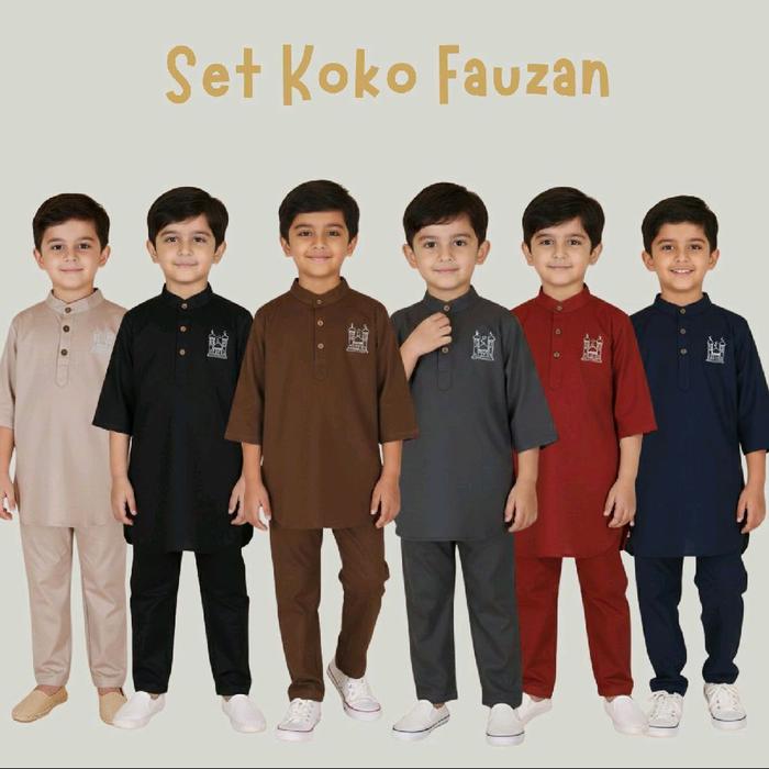 Set Koko Fauzan Bahan Kaos Katun Combed 30s Adem Nyaman untuk Anak Laki-laki